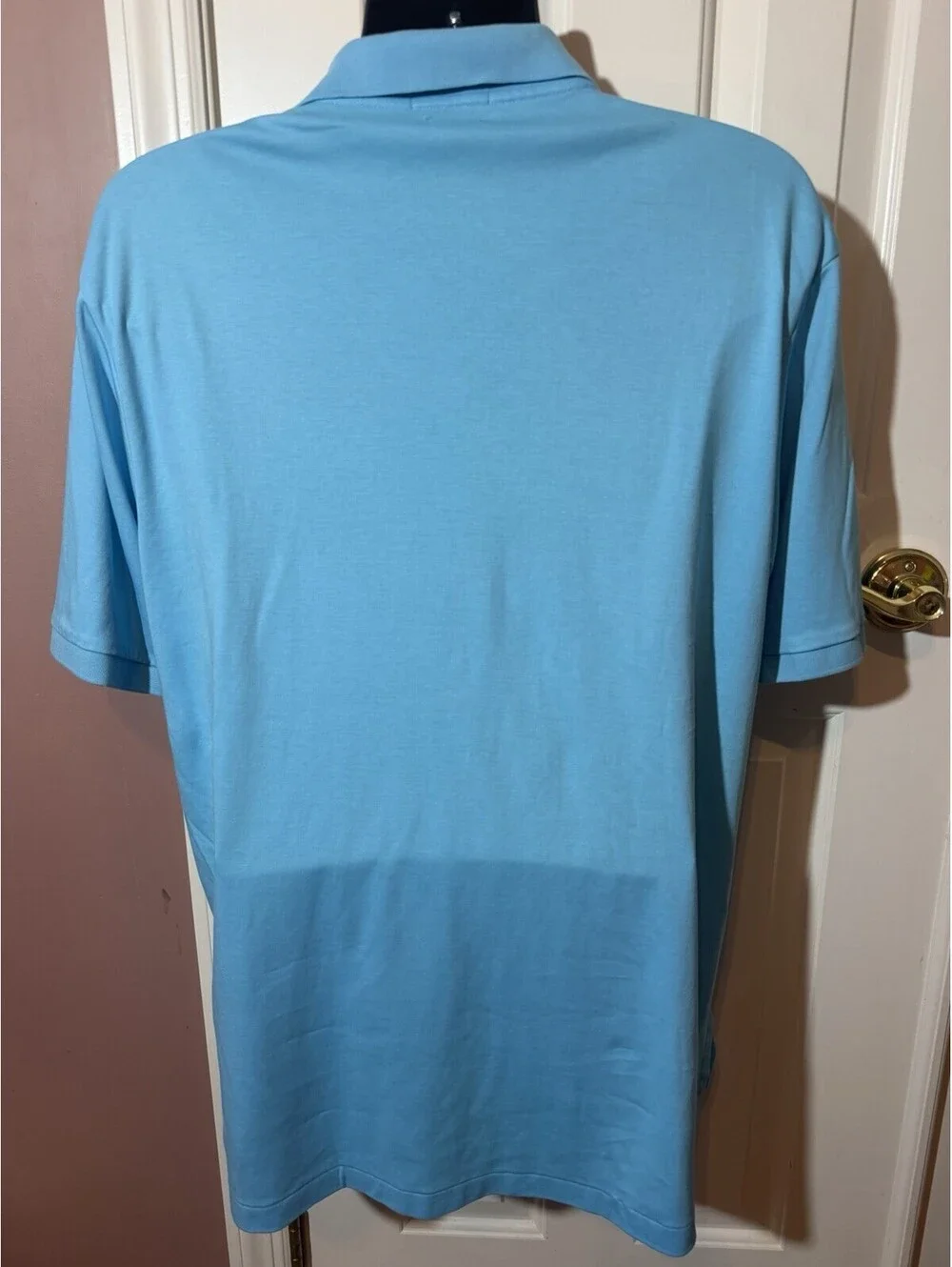 Polo Ralph Lauren 100% Cotton Golf Shirt Mens L/T Aqua Blue Orange Pony